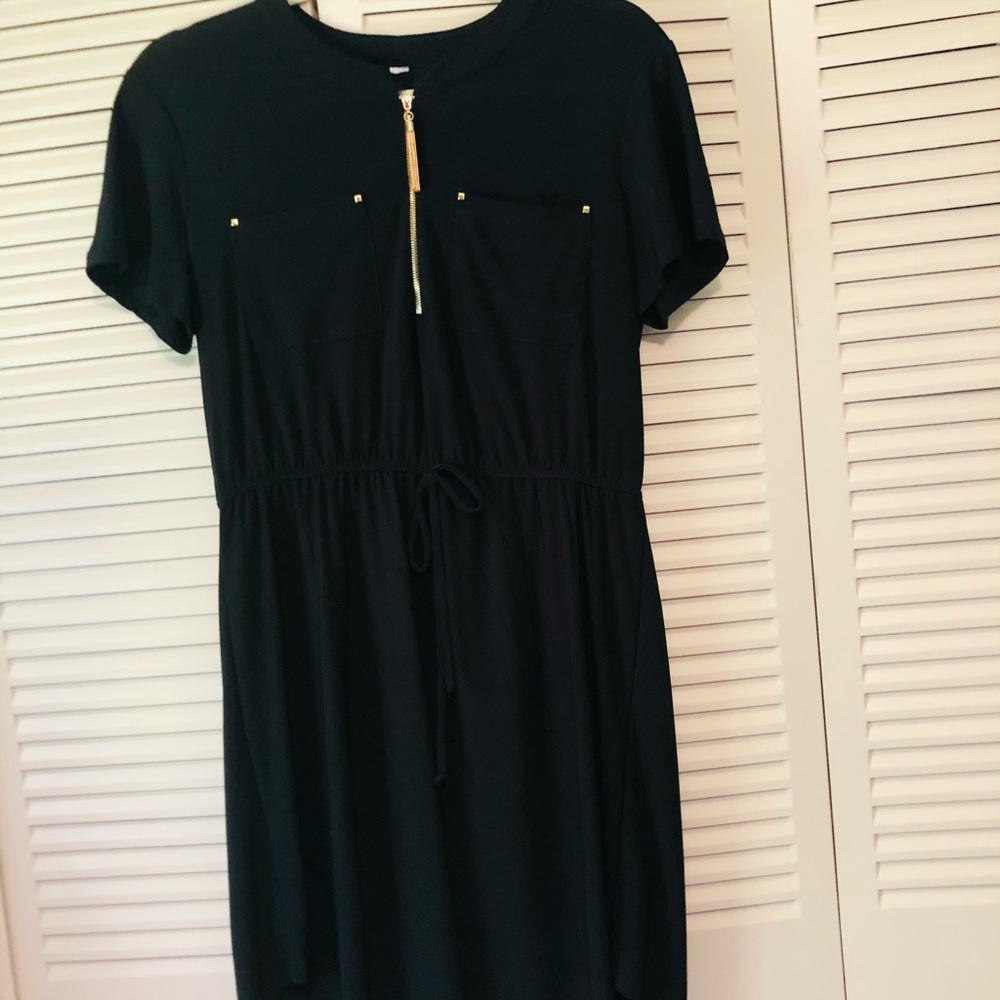 Cutest Summer Knee Length Lightweight Shirt Dress- Size Medium- Black